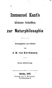 Front cover of Immanuel Kant's kleinere Schriften zur Naturphilosophie by Immanuel Kant