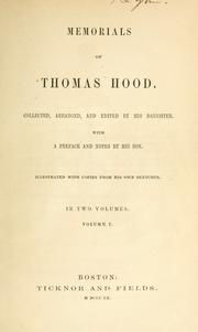 Front cover of Memorials of Thomas Hood by Thomas Hood