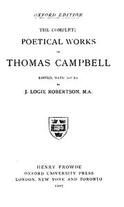 Front cover of The complete poetical works of Thomas Campbell by Thomas Campbell