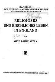 Cover of Religiöses und kirchliches Leben in England by Otto Baumgarten