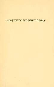 Front cover of In quest of the perfect book by William Dana Orcutt
