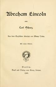 Cover of Abraham Lincoln by Carl Schurz