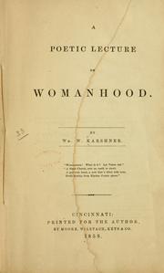 Front cover of A poetic lecture on womanhood by William W. Karshner