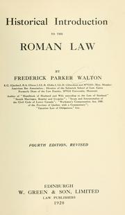Front cover of Historical introduction to the Roman Law by Frederick Parker Walton