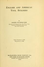 Front cover of English and American tool builders by Joseph Wickham Roe
