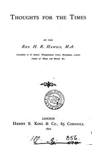 Front cover of Thoughts for the times by H. R. Haweis