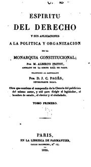 Cover of Espiritu del derecho y sus aplicaciones a la politica y organizacion de la monarquia constitucional by Albert Fritot