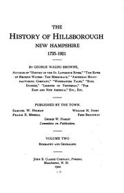 Cover of The history of Hillsborough, New Hampshire, 1735-1921 by George Waldo Browne