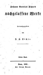 Cover of Johann Gottlieb Fichte's Nachgelassene werke by Johann Gottlieb Fichte