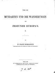 Front cover of Über die mundarten und die wanderungen der zigeuner Europa's .. by Franz Ritter von Miklosich