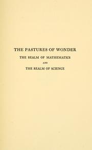 Front cover of The pastures of wonder by Cassius Jackson Keyser