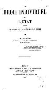 Front cover of Le droit individuel et l'Êtat by Ch Beudant