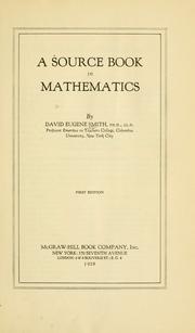 Cover of A source book in mathematics by David Eugene Smith
