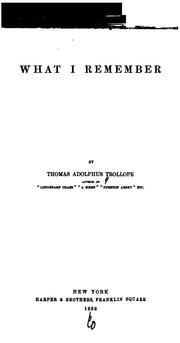 Cover of What I Remember by Thomas Adolphus Trollope