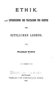 Cover of Ethik by Wilhelm Max Wundt