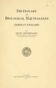 Front cover of Dictionary of biological equivalents by Ernst Artschwager