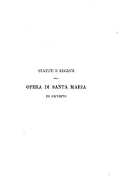 Front cover of Statuti e regesti dell'Opera di Santa Maria di Orvieto by Orvieto (Italy). Opera del duomo.