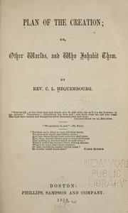 Front cover of Plan of the creation; or, Other worlds, and who inhabit them by C. L. Hequembourg