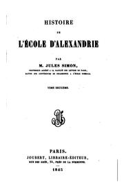 Front cover of Histoire de l'école d'Alexandrie by Jules Simon