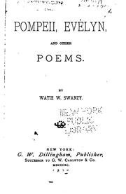 Front cover of Pompeii, Evelyn and other poems by Watie W. Swanzy