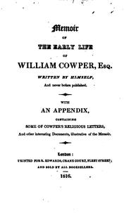 Front cover of Memoir of the early life of William Cowper, Esq by William Cowper