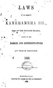 Cover of Laws of His Majesty Kamehameha III., king of the Hawaiian Islands by Hawaii.