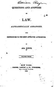 Cover of Questions and answers on law by Asa Kinne