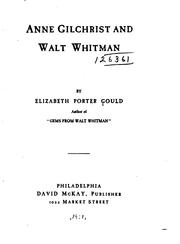 Front cover of Anne Gilchrist and Walt Whitman by Gould, Elizabeth Porter