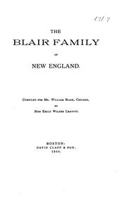 Front cover of The Blair family of New England by Emily Wilder Leavitt