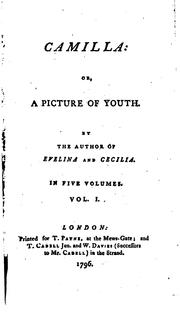 Front cover of Camilla, or, A picture of youth by Fanny Burney