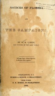 Front cover of Notices of Florida and the campaigns by M. M. Cohen