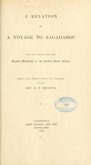 Front cover of A relation of a voyage to Sagadahoc by Davies, James.