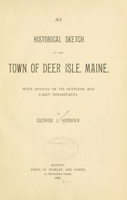 Front cover of An historical sketch of the town of Deer Isle, Maine by George Lawrence Hosmer