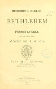 Front cover of Historical sketch of Bethlehem in Pennsylvania by John Hill Martin