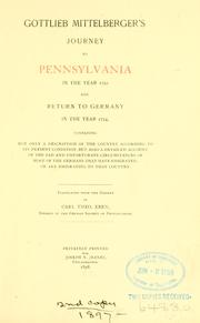Front cover of Gottlieb Mittelbergers Reise nach Pennsylvanien im Jahr 1750. by Gottlieb Mittelberger
