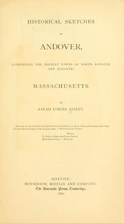 Front cover of Historical sketches of Andover by Sarah Loring Bailey