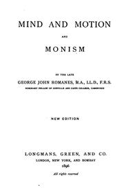 Front cover of Mind and motion and monism by George John Romanes