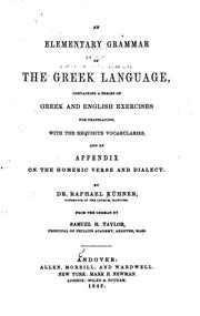 Front cover of An elementary grammar of the Greek language by Raphael Kühner