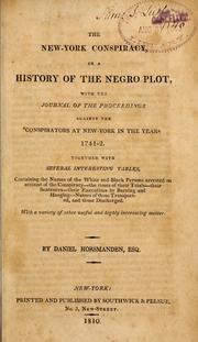Front cover of The New-York conspiracy, or, A history of the Negro plot by Daniel Horsmanden