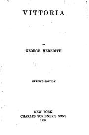 Cover of Vittoria by George Meredith