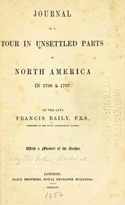 Cover of Journal of a tour in unsettled parts of North America, in 1796 & 1797 by Francis Baily