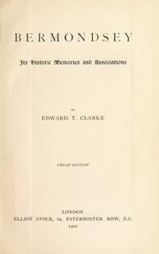 Cover of Bermondsey by Edward T. Clarke