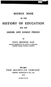 Cover of Source book of the history of education for the Greek and Roman period by Monroe, Paul