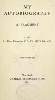 Cover of My autobiography by F. Max Müller