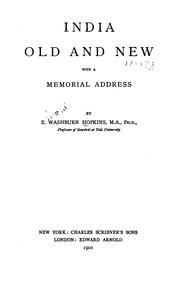 Front cover of India old and new by Edward Washburn Hopkins