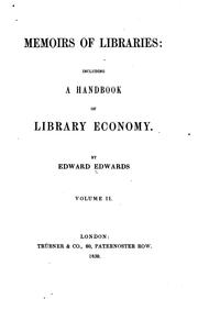 Cover of Memoirs of libraries by Edwards, Edward
