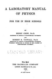 Front cover of A Laboratory Manual of Physics for Use in High Schools by Crew, Henry
