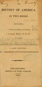 Front cover of The history of America by Jedidiah Morse