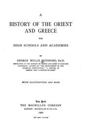 Front cover of A history of the Orient and Greece by George Willis Botsford