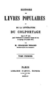 Front cover of Histoire des livres populaires by Nisard, Charles